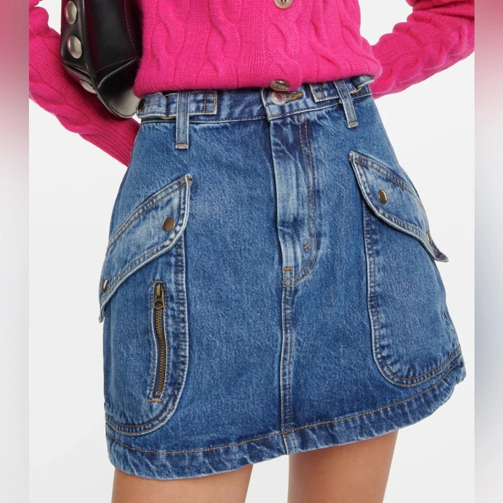 Re/Done Racer Denim Cargo Mini Skirt Moto Speedway Size‎ 27